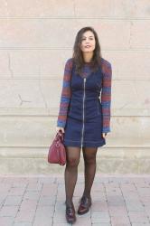 Pinafore dress and striped jumper