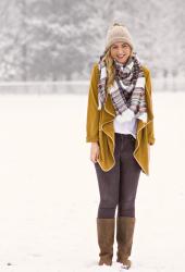 Mustard Yellow Coat + Blanket Scarf