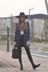 Navy checked coat