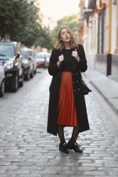 Orange midi skirt