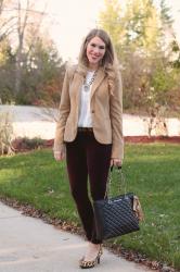 Blazer and Burgundy Pants