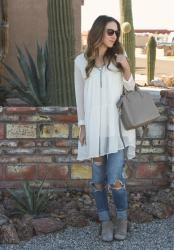 White Tunic + Ripped Denim 