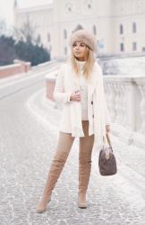 WHITE & BEIGE LOOK | zimowa stylizacja z beżowym płaszczem