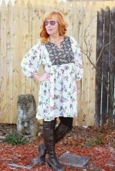 Mixed Print Tunic Dress & Over The Knee Boots: A Fine Line