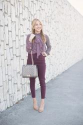 Burgundy Bow Blouse