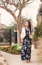 Navy Floral Maxi + Pink Moto