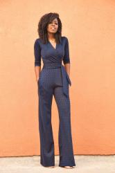 Navy Diamond Print Jumpsuit