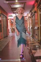 Teal Beaded Flapper Dream Dress