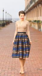 cheer moments striped midi skirt