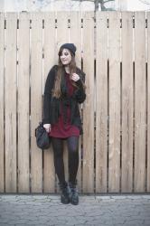 OUTFIT: Red, Black and Furry Shoes