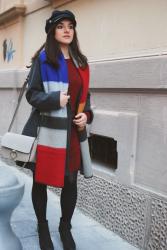 Burgundy dress and blanket scarf