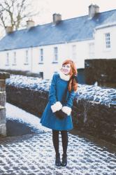 Outfit: The Blue Winter Coat And A Sprinkling Of Snow