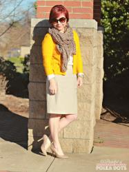 Mustard Cardigan, Leopard Scarf