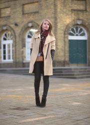 My Old Zara Beige Coat With Leather Style Sleeves