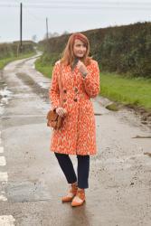 Feeding My New Orange Obsession | Orange Animal Print Coat and Orange Lace Ups