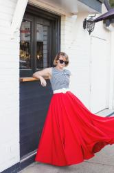 Red Maxi Circle Skirt