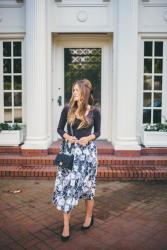 Organza Floral Midi Skirt