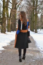 color block long coat