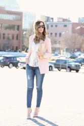 Blush Blazer + Lace Top