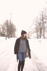 outfit: denim and over the knee boots