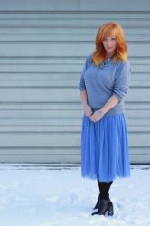 Serenity Blue Tulle Skirt & Gray Sweater: With Age Comes Wisdom