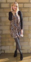 Outfit: Animal Print Swing Dress, Styled for Winter 