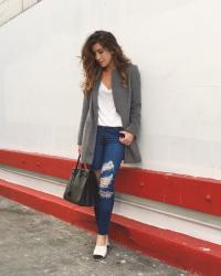 gray blazer coat