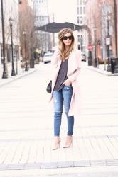 Blush Pink Duster + Black Bralette