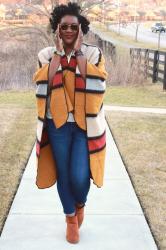 Striped Mustard Blanket Cape