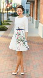 rose print jacquard dress