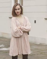 Pale pink v-neck dress