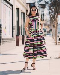 Sunday Rainbow: Spring Dress & Leather Jacket