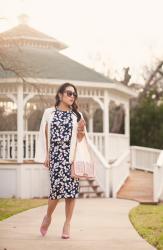 Cape Blazer + Leaf Print Midi Set