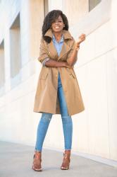 Trench Coat + Chambray Shirt + Ankle Length Denim
