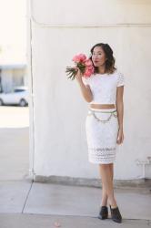 Two-Piece White Dress for Valentine's Day
