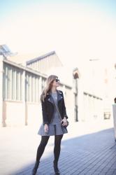 GREY OUTFIT AND BLACK BIKER