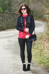Red Shirt with Leather trousers (& #Passion4Fashion Linkup)