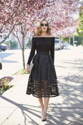 Cut-out Midi Skirt and Off-The-Shoulder Top