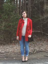 Styling a Red Trench Coat.