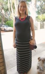 Maternity Tops and Striped Maxi Skirts: Third Trimester SAHM Style