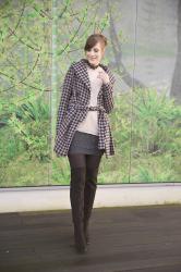 OUTFIT: Overknee Boots & Houndstooth Coat