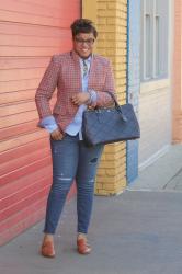 OOTD:  J. Crew Regent Blazer in Red Houndstooth Plaid 