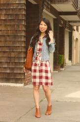 Spring Ready in Gingham Dress and Peep Toe Booties