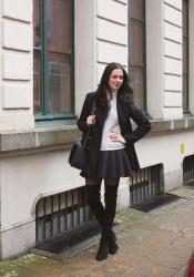 Outfit: preppy with thigh high boots
