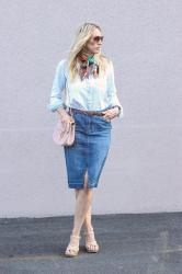 denim pencil skirt