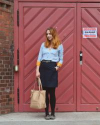 Light Blue Blouse and Red Door