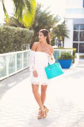 Eyelet Off The Shoulder Dress