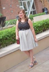 Ruche White and Black Skirt + Polka Dot Top