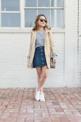 Stripes, Button-Up Denim, & the J.Crew Chateau Trench