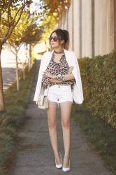 White Outfit + Leopard Print